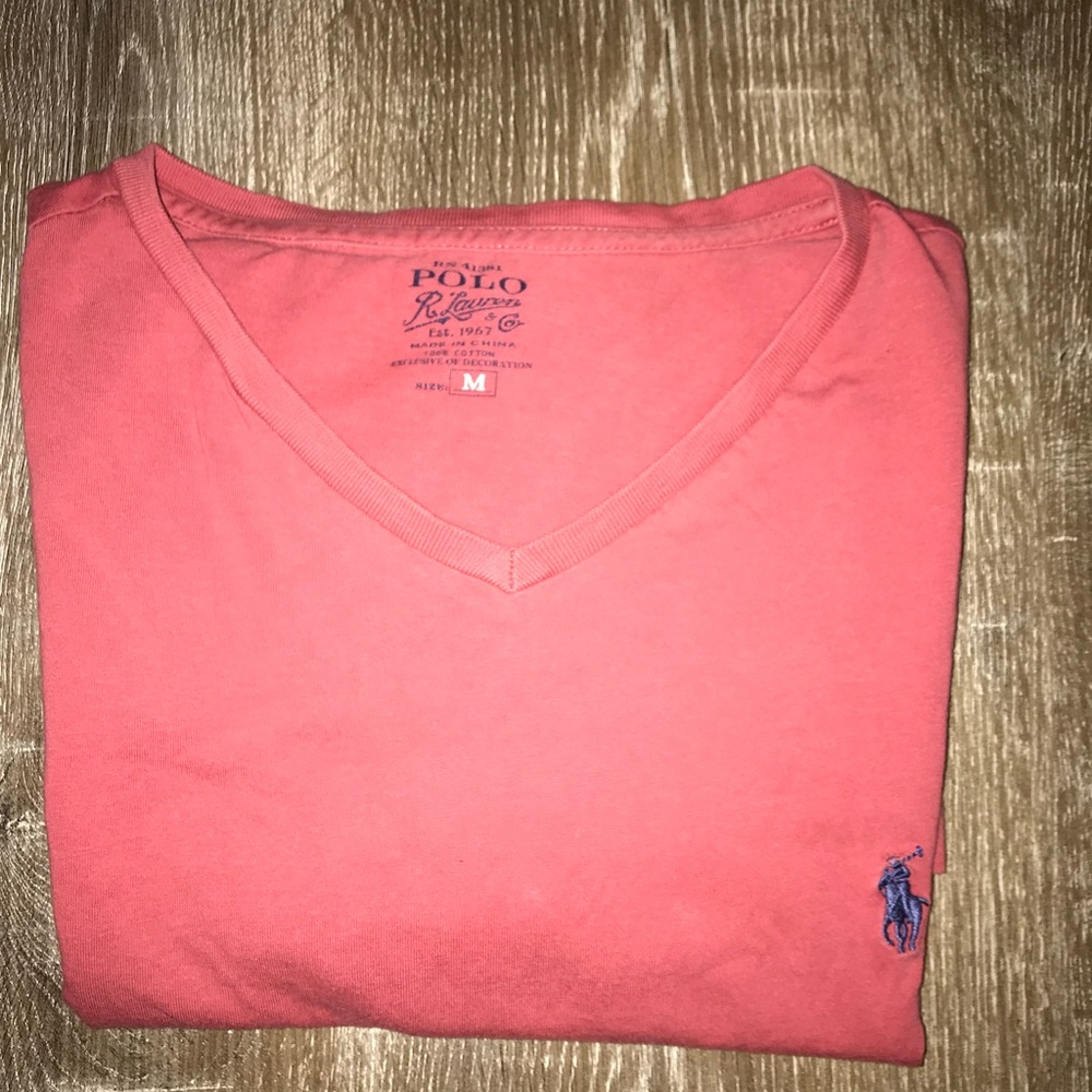 Polo by Ralph Lauren men’s salmon pink Vneck tee